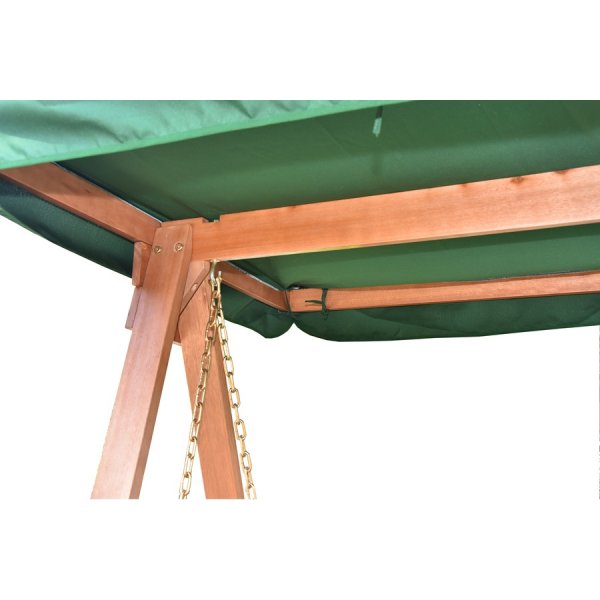 Fällbar hammock i trä med grönt tak Fällbar hammock i trä med grönt tak