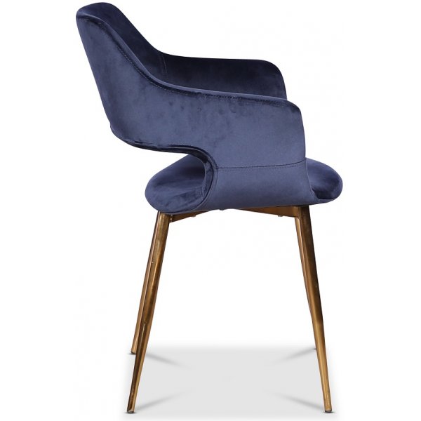 Flap karmstol - Mörkblå sammet med mässingsben Flap karmstol - Mörkblå sammet med mässingsben