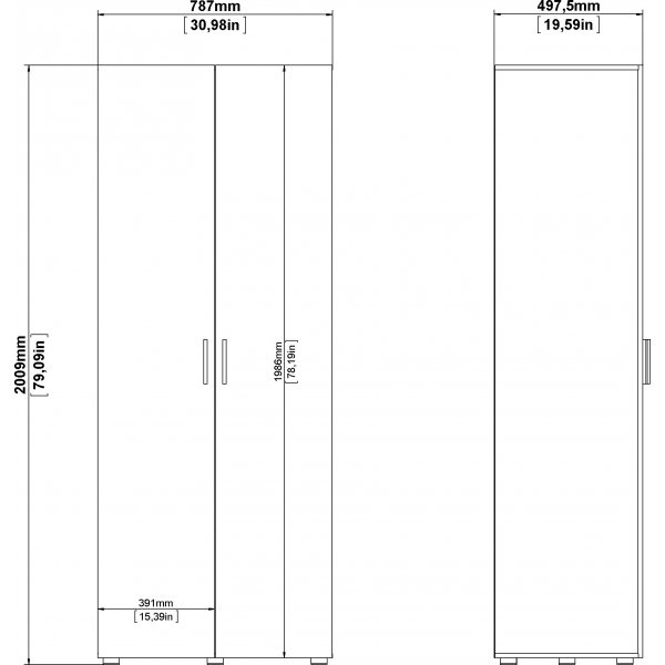 Armoire Pepe avec 2 portes - Chne/blanc