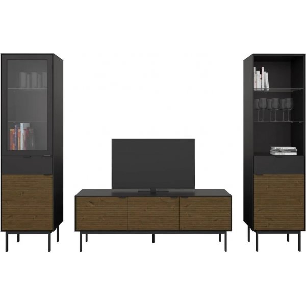 Soma vitrinekast met glazen deur - Zwart/espresso