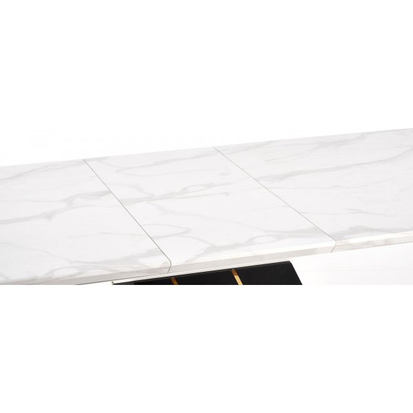 Table à manger Vincenzo 160-200 x 90 cm - Marbre blanc/noir/or Table à manger Vincenzo 160-200 x 90 cm - Marbre blanc/noir/or