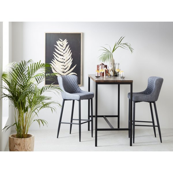 Tabouret de bar Carrie en PU gris SH 77 cm Tabouret de bar Carrie en PU gris SH 77 cm