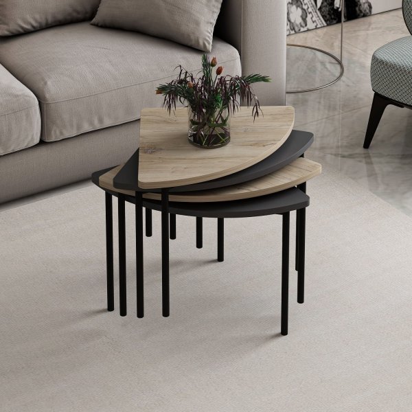 Emma soffbord 90 cm - Antracit/valnt