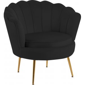 Fauteuil en velours Kingsley - noir / laiton