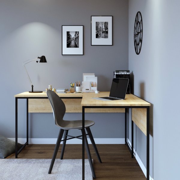 Masasi hörnskrivbord 160/160 x 60 cm - Ek/svart Masasi hörnskrivbord 160/160 x 60 cm - Ek/svart