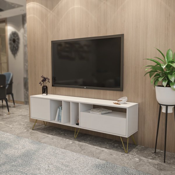 Meuble TV Mistico - Blanc/or Meuble TV Mistico - Blanc/or