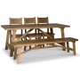 Woodforge matgrupp; matbord med 3 st matstolar och bnk tervunnet tr + 3.00 x Mbeltassar