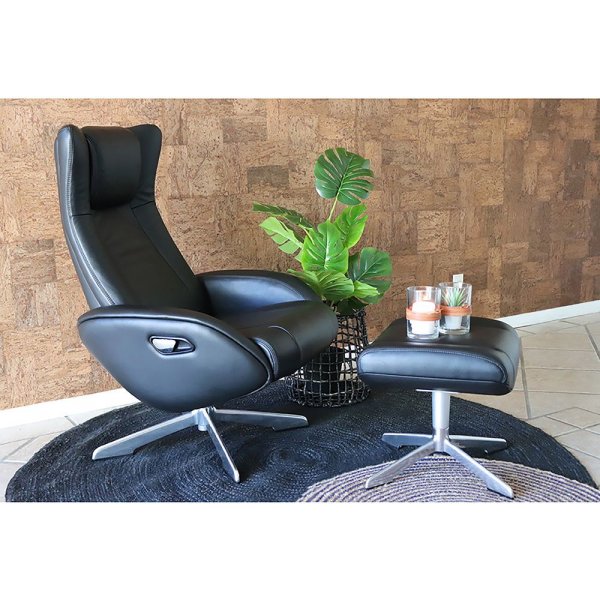 Fauteuil Riga avec repose-pieds - Noir Fauteuil Riga avec repose-pieds - Noir