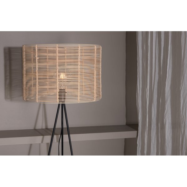 Lampadaire Wicky - Noir/rotin