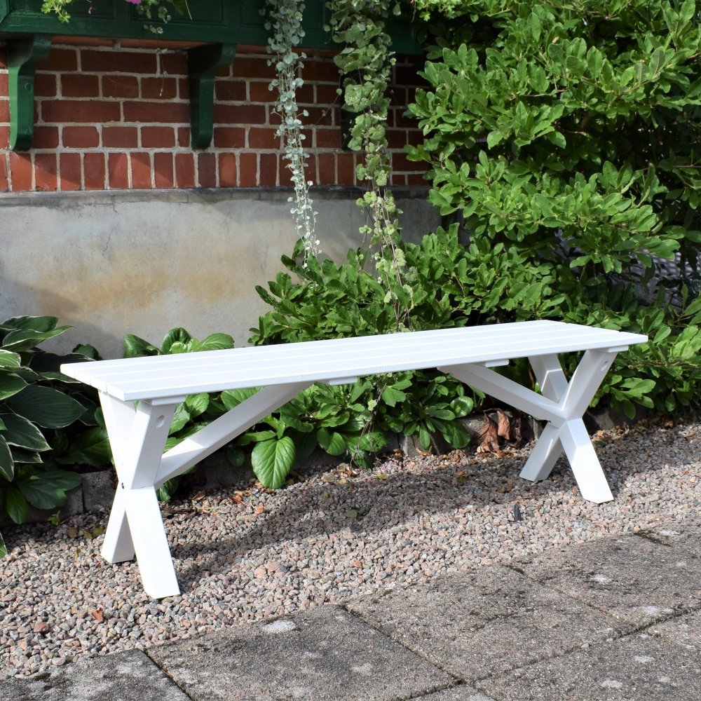 Scottsdale sittbänk 140 cm - Vit + Textilskydd för möbler - Utebänkar, Utesoffor, Utemöbler