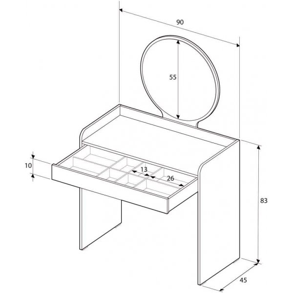 Timu sminkbord 701 - Mink Timu sminkbord 701 - Mink