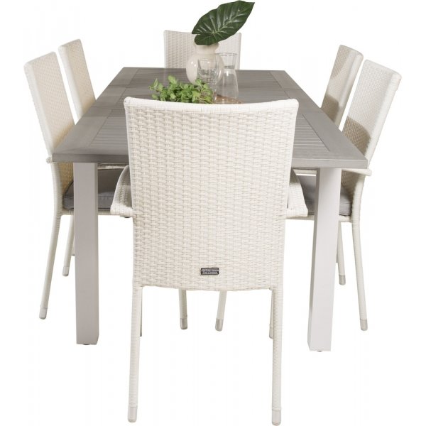 Albany utematgrupp med 6 st Anna stolar - Vit/Gr