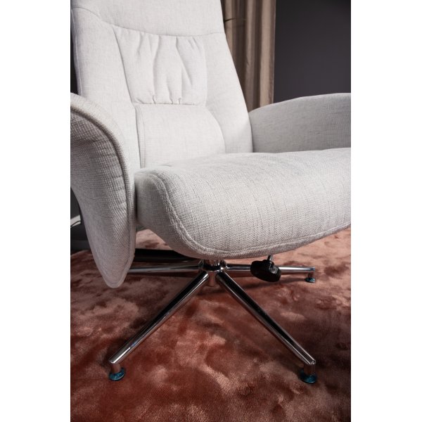 Julius reclinerfåtölj med fotpall - Grå tyg Julius reclinerfåtölj med fotpall - Grå tyg
