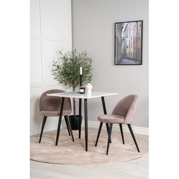 Chaise de salle  manger Alice - Velours ctel rose