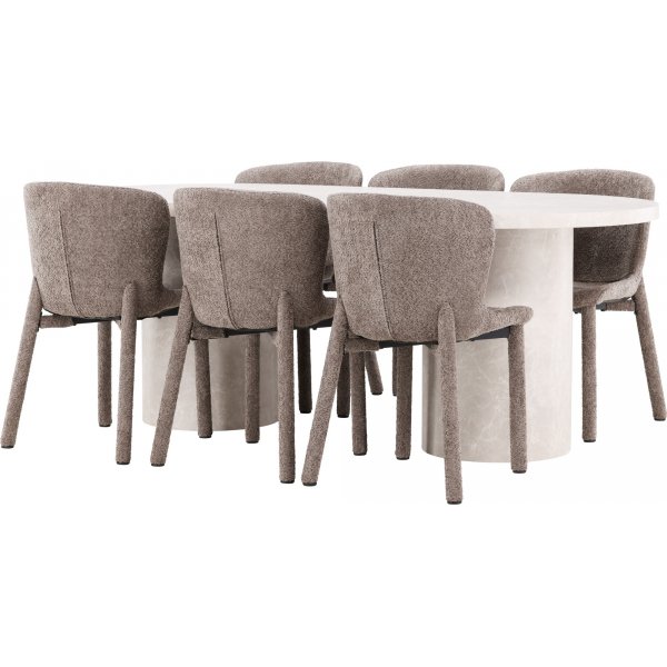 Matbord Narvik med 6st Astoria stolar - Brun/beige