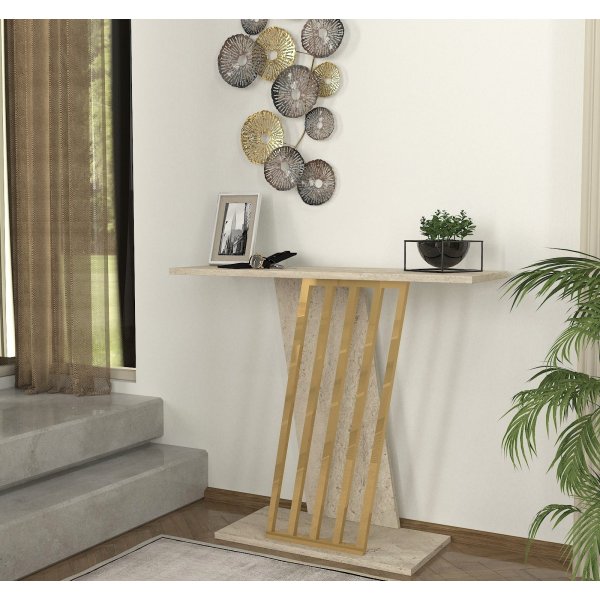 Table en relief par gravité - Or/travertin Table en relief par gravité - Or/travertin