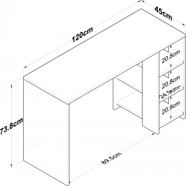 Bureau Hanna 8, 120 x 45 cm - Noyer/anthracite