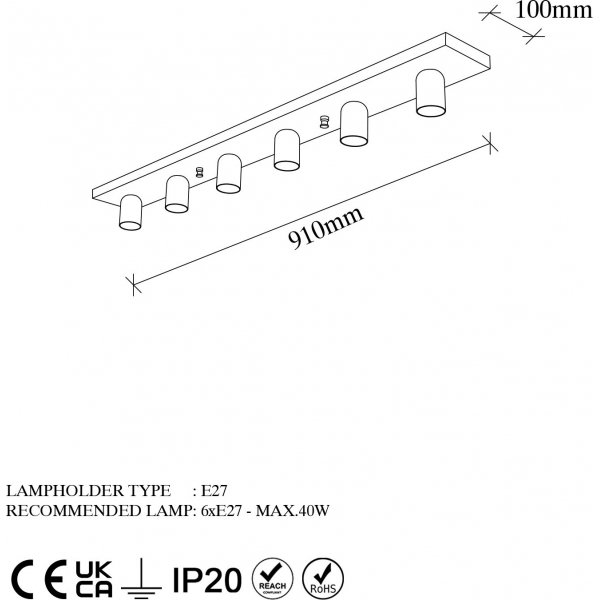 Plafonnier Milou 12225 - Noir/blanc