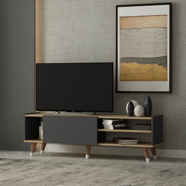 Crassia TV-bänk - Safir ek/antracit Crassia TV-bänk - Safir ek/antracit