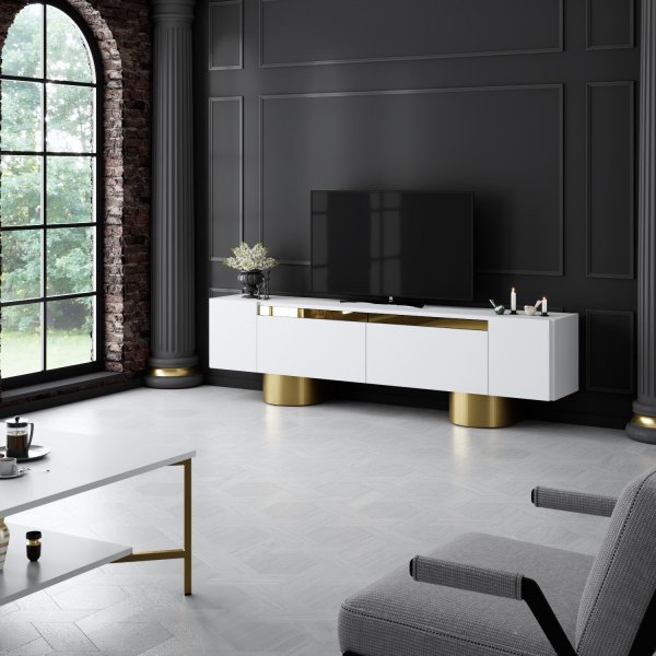 Bohem TV-bänk - Vit/guld Bohem TV-bänk - Vit/guld