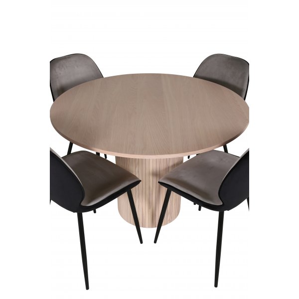 Bianca Matgrupp runt vitputsat matbord med 4 st Emma gr�/svart stolar