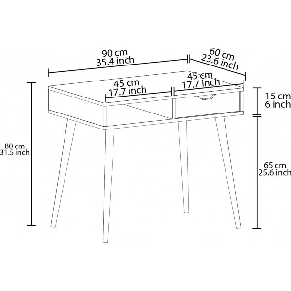 Oferta skrivbord 90 x 60 cm - Ek/tr
