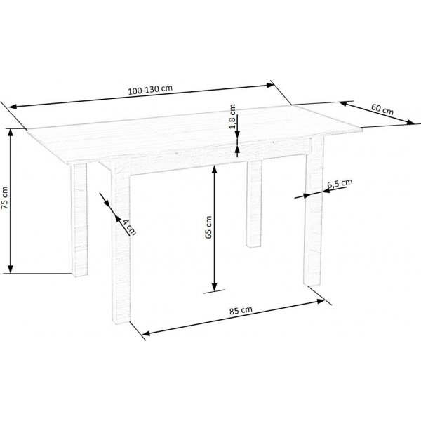Table  manger Dulce 100-138 cm - Blanc