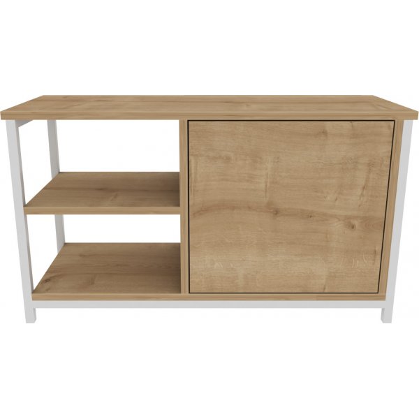 Banc multimédia Muskegon - Blanc/chêne Banc multimédia Muskegon - Blanc/chêne
