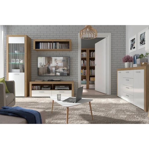 Table basse Triango 110 x 85 cm - Blanc/chne sonoma