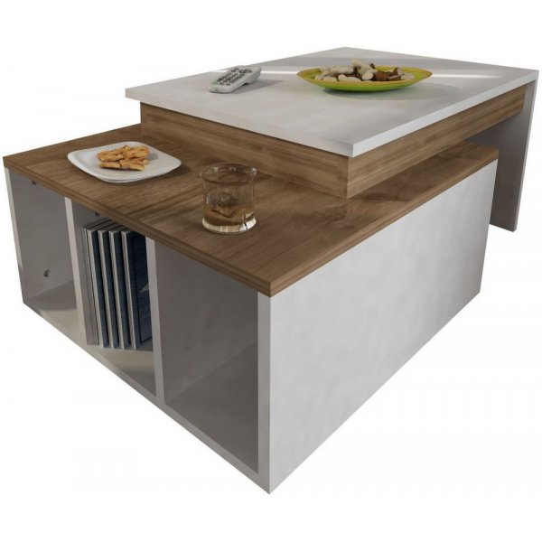 Kolarado soffbord 90 x 60 cm - Vit/valnöt Kolarado soffbord 90 x 60 cm - Vit/valnöt
