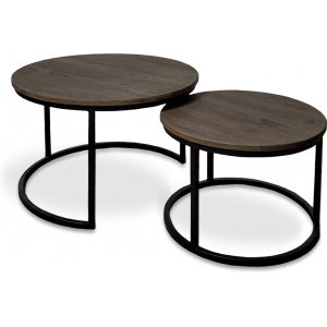 Table banc Portland 75/48 cm - Chne huil fum/noir