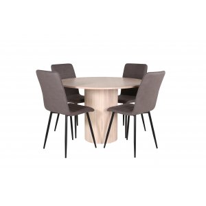 Bianca Matgrupp runt vitputsat matbord med 4 st Windu Lyx gr stolar