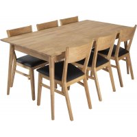 Bryssel matgrupp inkl. 6 st Mora stolar - Ek/svart PU Bryssel matgrupp inkl. 6 st Mora stolar - Ek/svart PU