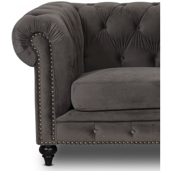 Chesterfield Montgomery 3-sits soffa - Gr� sammet