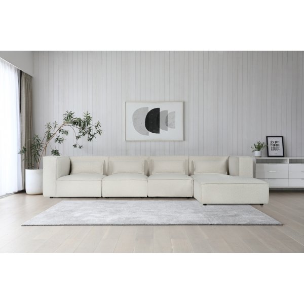 Nees modulsoffa i vit boucl - combo 1