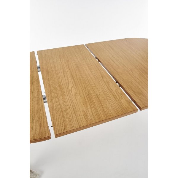 Ronde eikenhouten eettafel uitschuifbaar 100-200 cm