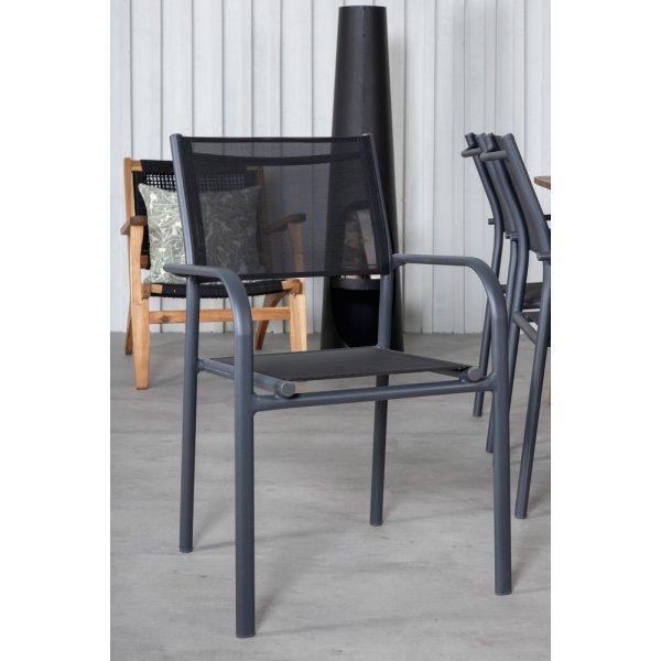 Julian utematgrupp med 6 st Santorini stolar - Svart/Natur