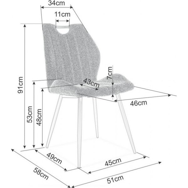 Chaise de salle à manger Bethlehem - Velours gris Chaise de salle à manger Bethlehem - Velours gris