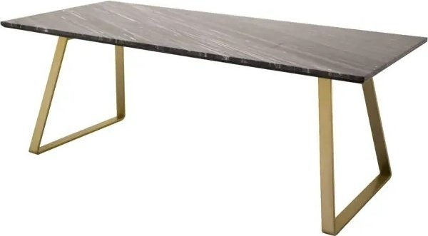 Kvarnbacken matbord 200 cm - Matt Mssing/marmor