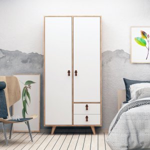 Armoire Musso 100x52x190 cm - Chne/blanc