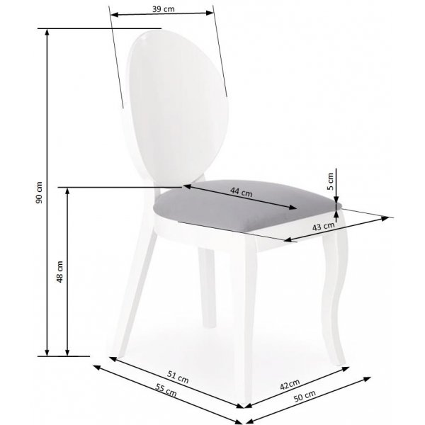 Chaise Cristel - Blanc (Haute Brillance) / Gris (Tissu)