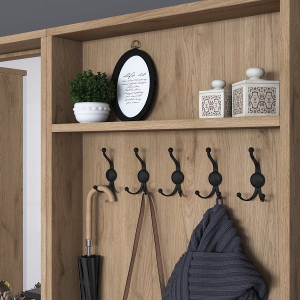 Meuble d\\\'entrée Mendy 180 cm - Noyer/blanc Meuble d\\\'entrée Mendy 180 cm - Noyer/blanc