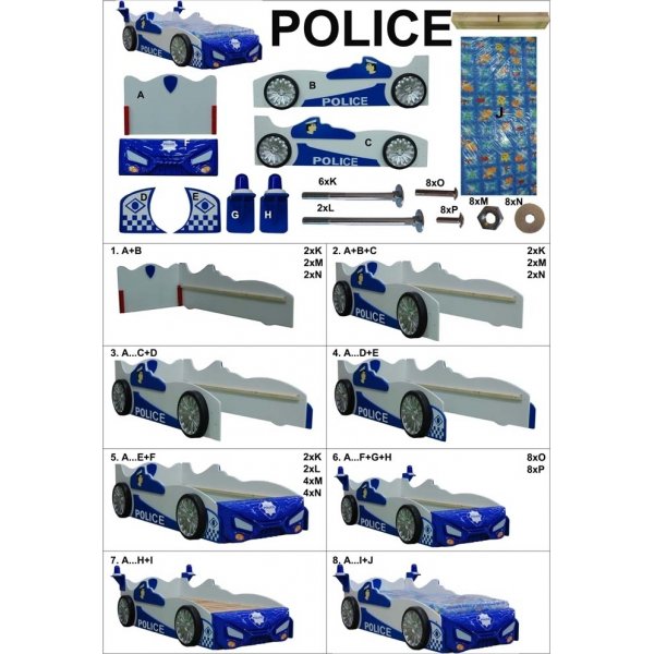 Polisbil barnsng - 90 x 200 cm