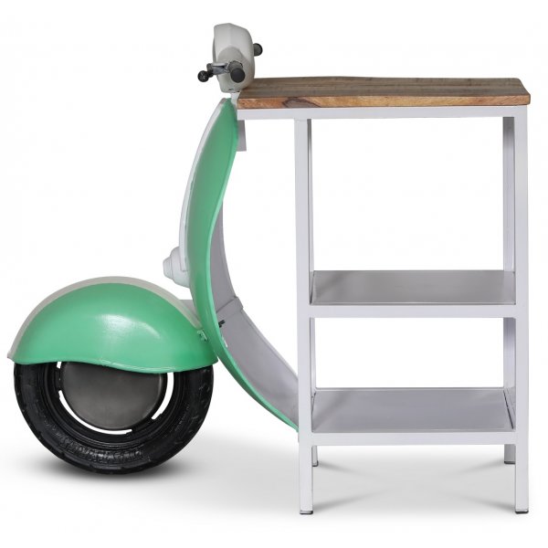 Vintage Vespa bardisk/sngbord 104 x 44 cm - Vit/grn