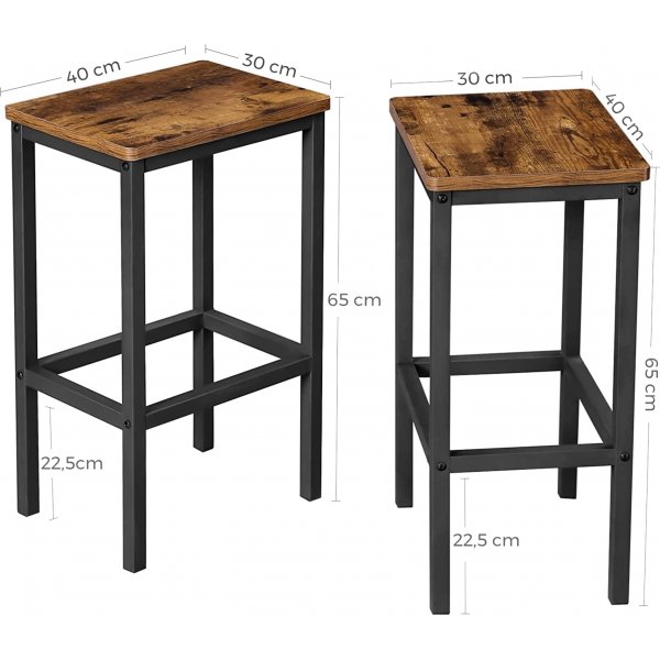 Tabouret de bar Gunnar, pack de 2 - Marron/noir Tabouret de bar Gunnar, pack de 2 - Marron/noir