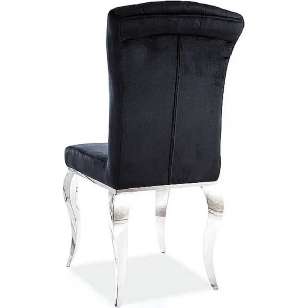 Matstol svart sammet med kromade ben Matstol svart sammet med kromade ben