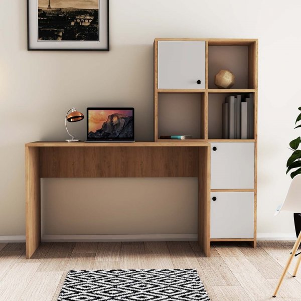 Bureau Silence 156,8 x 51,5 cm, droite - Chêne/blanc Bureau Silence 156,8 x 51,5 cm, droite - Chêne/blanc