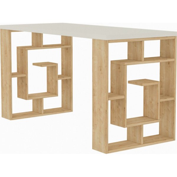 Bureau Maze 140x60 cm - Blanc/chêne Bureau Maze 140x60 cm - Blanc/chêne