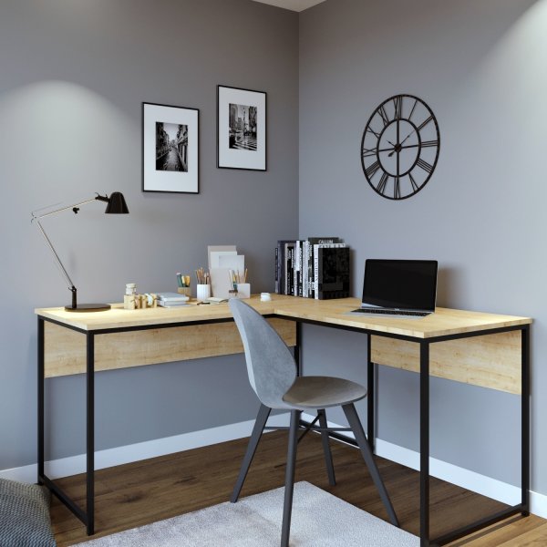 Masasi hörnskrivbord 160/160 x 60 cm - Ek/svart Masasi hörnskrivbord 160/160 x 60 cm - Ek/svart
