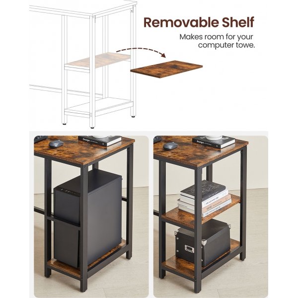 Bureau d'angle Rami 138/138 x 49 cm - Marron/noir